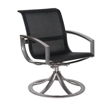 Woodard Metropolis Sling Swivel Patio Dining Chair; Tin Ceiling - Silver
