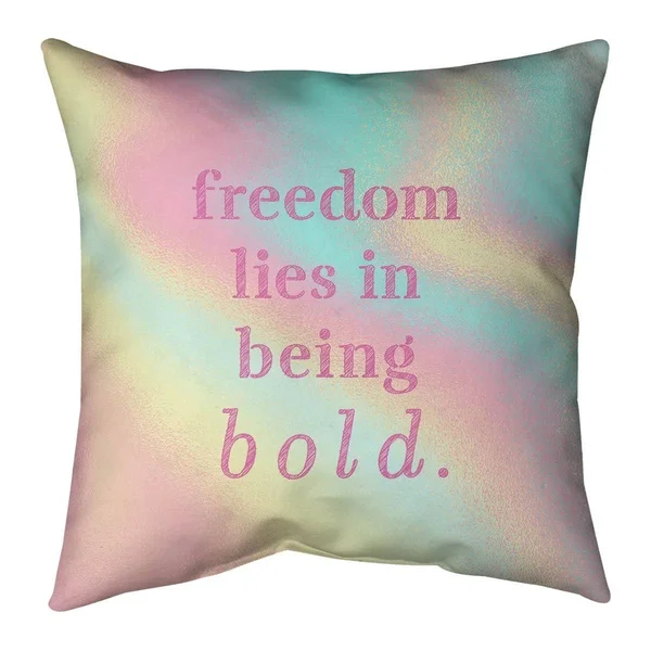 Quotes Multicolor Background Be Bold Inspirational Quote Pillow-Faux Suede - 20 x 20 - Square - Zipper Closure - Large - Removab