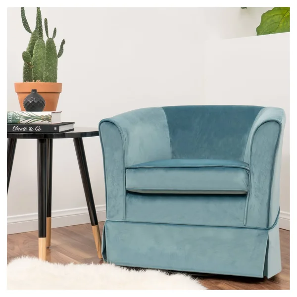 Cecilia Velvet Swivel Club Chair - Blue - Christopher Knight Home