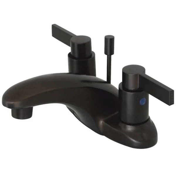 Kingston Brass NuvoFusion Double Handle 4x22 Centerset Lavatory Faucet with Brass Pop-Up - Oil Rubbed Bronze KB8625NDL