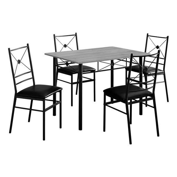 63x22 x 76x22 x 102x22 Grey Black Foam Metal - 5pcs Dining Set