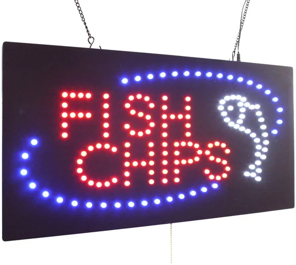 Fish & Chips Sign, Neon Sign, open Sign, Store Sign, Window Sign