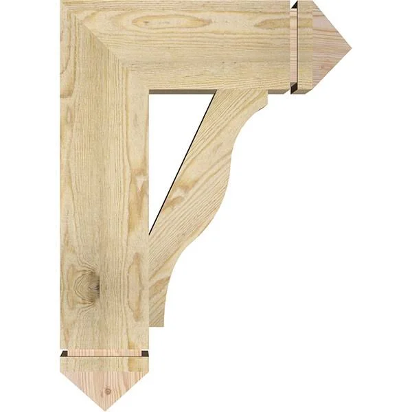 Ekena Millwork 6x22W x 20x22D x 28x22H Funston Arts & Crafts Rough Sawn BRACKET - Douglas Fir