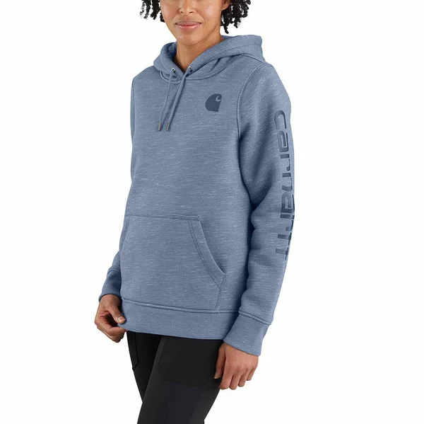 Carhartt Women's Clarksburg Graphic Sleeve Hoodie, Large, Folkstone Gray Space Dye