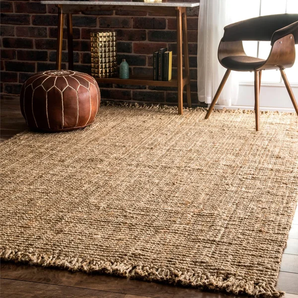 Havenside Home Caladesi Handmade Braided Natural Jute Reversible Area Rug - 5& x 8& Blue
