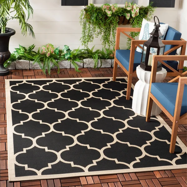 Safavieh Courtyard CY6914-266 5&3x22 x 7&7x22 Black, Beige Area Rug