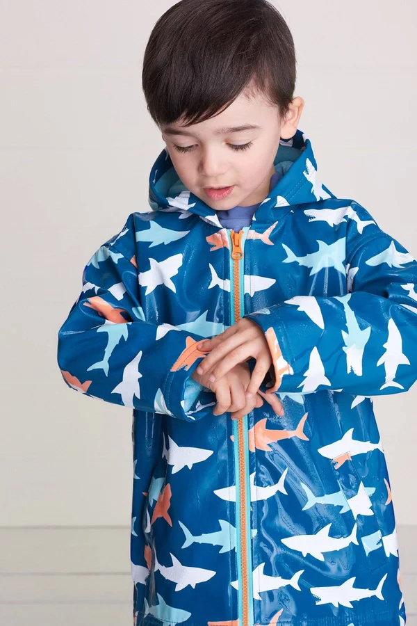 Hatley Color Changing Splash Jacket Great White Sharks 2