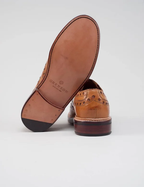 Grenson Archie Big Punch Brogue Shoes - Tan - Tan, 8.5
