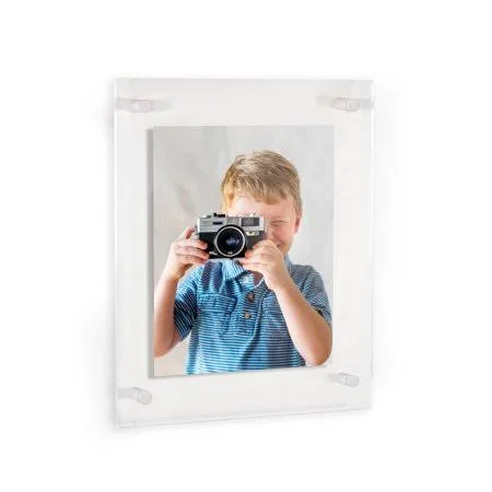 ArtToFrames Floating Acrylic Frame for Photos Up to 12x24 Inches (Full Frame Is 16x28) with White Acrylic Standoff Hardware - Siz