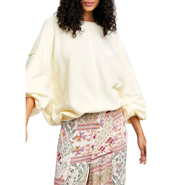 Free People Easy Does It Washed Pullover - Purple Large, Women's