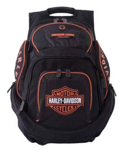 Harley-Davidson Mens Deluxe Backpack BP1900S-ORGBLK, Size: XL, Black