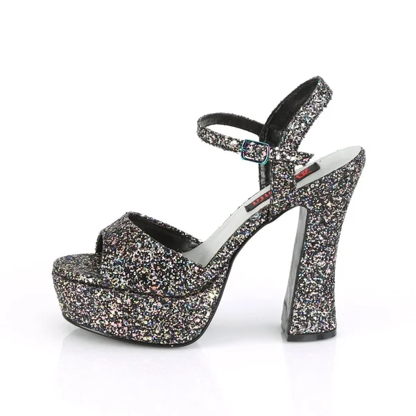 Pleaser Dolly-09 - 5x22 Chunky Heel Platform Sandal - Black PU 6