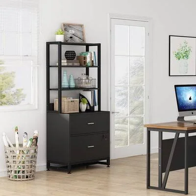 Heavy Duty Portable Multi-Purpose Freestanding Bookcase with DOOR, Industrial 4-Tier White Etagere Standard Bookshelf with Stora