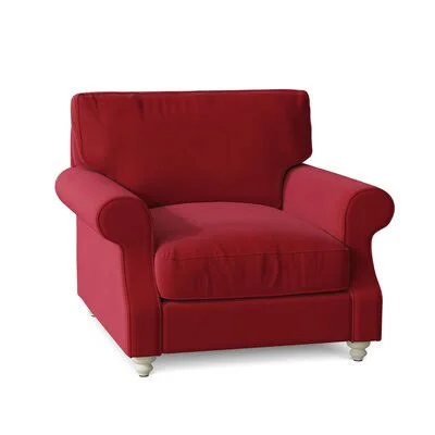 Huxley 39x22 Wide Down Cushion Armchair Birch Lane Body Fabric: Hanover Concrete, Leg Color: White