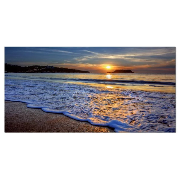 Designart PT14503-32-16 Calm Seashore with Blue Waves Art Print on Canvas - 32x16x22