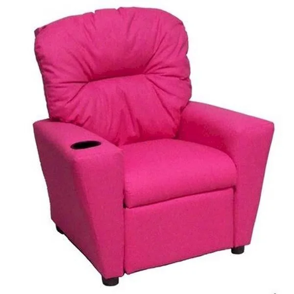 Brazil Furniture Home Theater Children's Cotton Recliner with Cup Holder Color: Dixie Pink