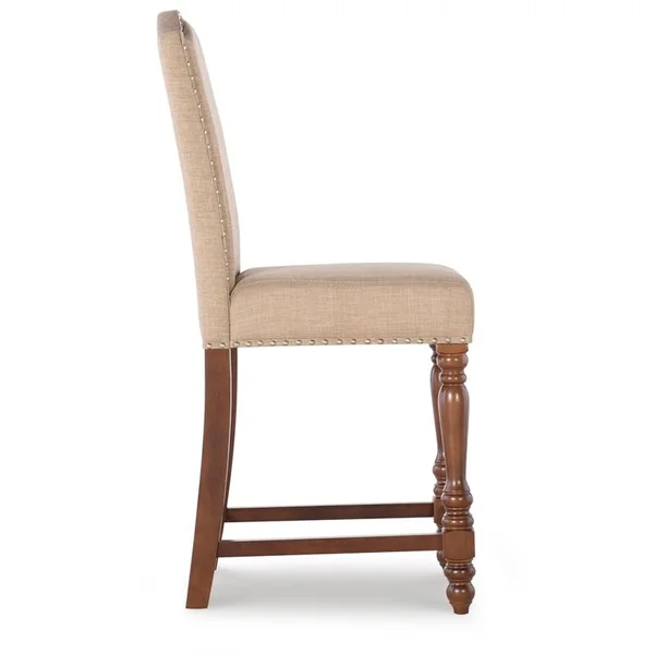 Linon Jade 24x22 Wood Counter Stool in Brown - CYMX307