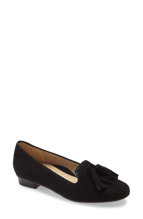 Women's Ara Belinda Ballet Flat - 10 M, Black/ Leopard Print Leather