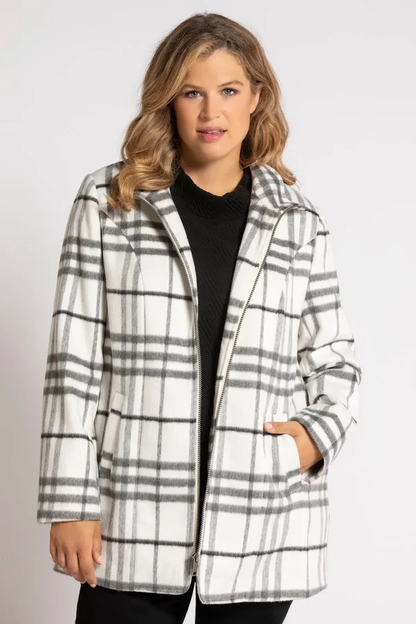 Plus Size Coats - Woman, White, Size: 24/26, polyester/wool/synthetic fibers, Ulla Popken