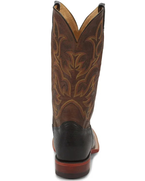 Justin Boots Men's Black Smooth Ostrich Exotic Western Boots