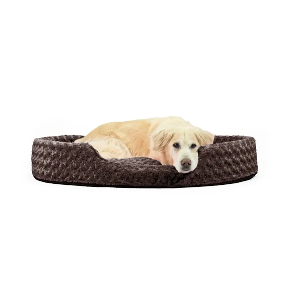 FurHaven Ultra Plush Oval Pet Bed - Jumbo - Chocolate