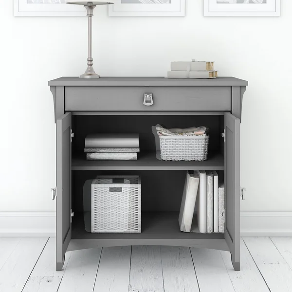 The Gray Barn Lowbridge Secretary Desk with Keyboard Tray and Storage Cabinet - White
