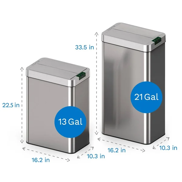 Homelabs 13 Gallon Automatic Trash Can for Kitchen - Stainless Steel Garbage Can with No Touch Motion Sensor Butterfly Lid and I