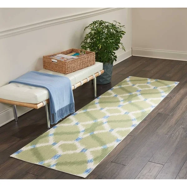 Naples Trellis Ikat Aegean Indoor/ Outdoor Area Rug by Havenside Home (8&6x22 Square - Blue)