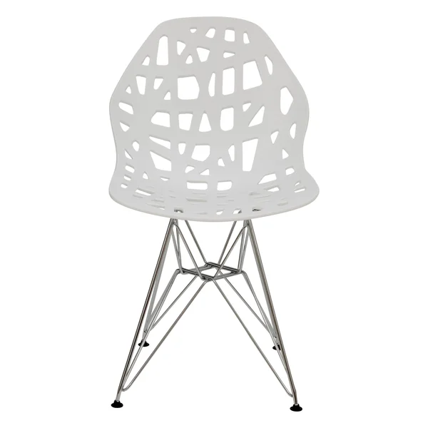 LeisureMod Akron Side Chair with Chrome Legs Akm19w, White