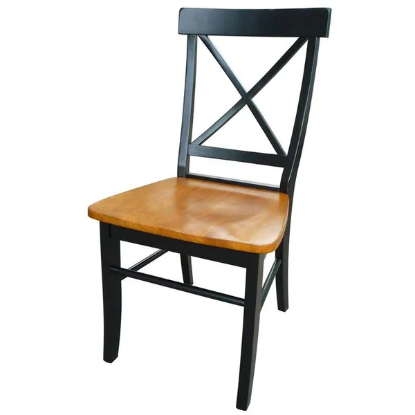 International Concepts X-Back Chair - with Solid Wood Seat Black/Cherry/Set of 2