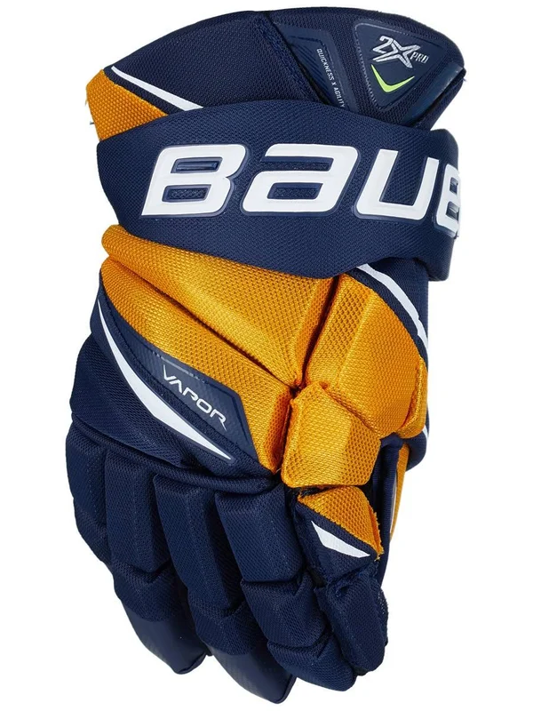 Bauer Vapor 2x Pro Senior Ice Hockey Gloves Navy/Gold - 13x22