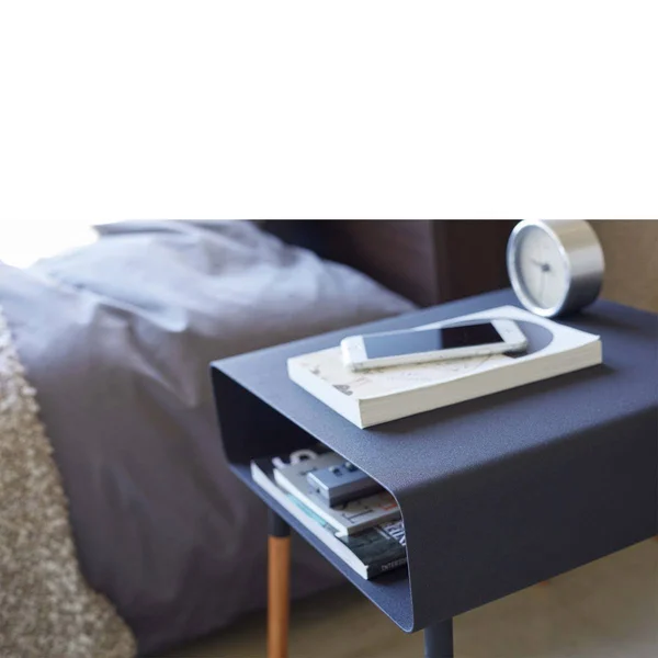 Yamazaki Home Plain Side Table with Storage Shelf - Black