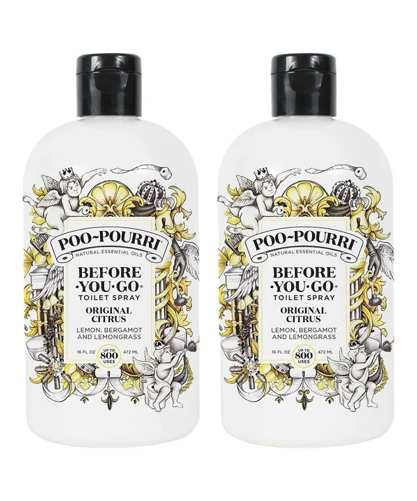 Poo-Pourri Set of (2) 16oz. Bathroom Deodorizer Refill Bottles - Original