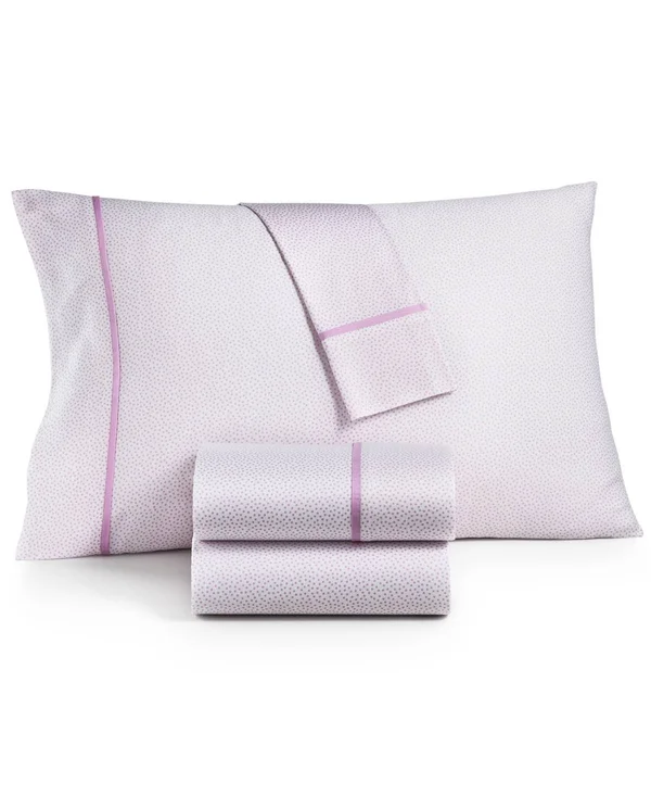 Whim by Martha Stewart Collection Novelty Print Full 4-pc Sheet Set - 250 Thread Count 100% Cotton, Created for Macy&s - Pink Dot