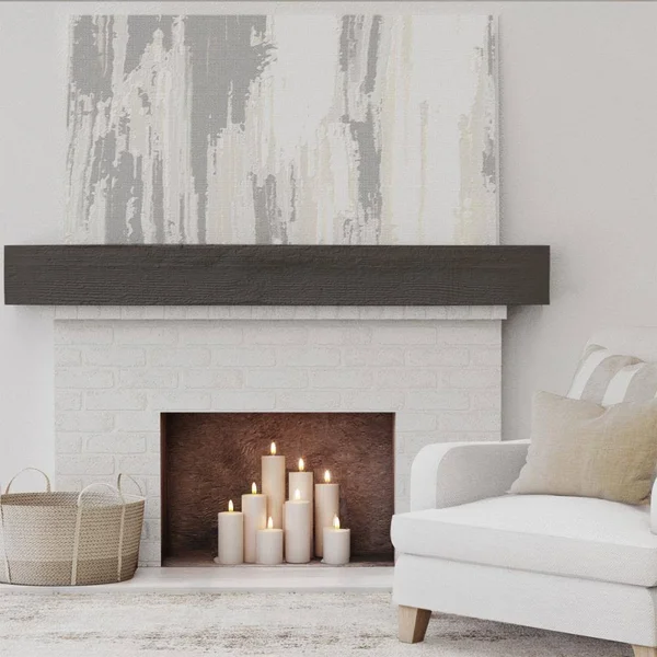 Ekena Millwork MANURS04X06X48ZW 4x22H x 6x22D x 48x22W Rough Sawn Faux Wood Fireplace Mantel - Premium Walnut