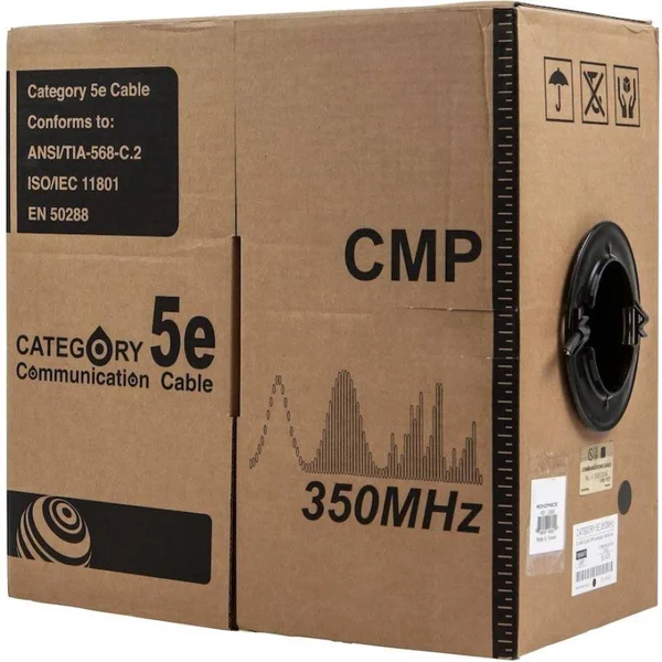 Monoprice 12806 1000 ft. 24AWG Cat5e 350MHz UTP Solid Plenum Ethernet Bare Copper Cable, Black