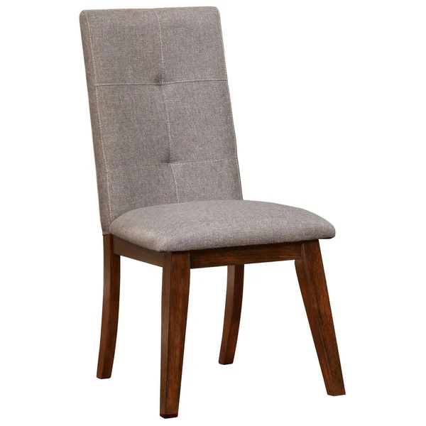 Benjara Parson Style Tufted Back Fabric Side Chair - Set of 2, Gray