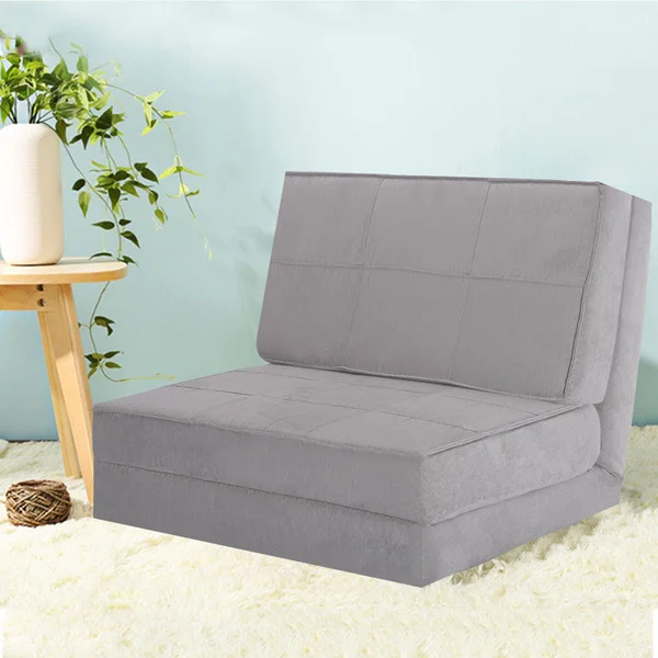 Costway Fold Down Chair Flip Out Lounger Convertible Sleeper Bed Couch Game Dorm Guest Gray