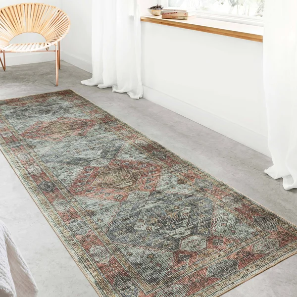 Alexander Home Leanne Traditional Distressed Printed Area Rug - 2&-6x22 x 10& Runner