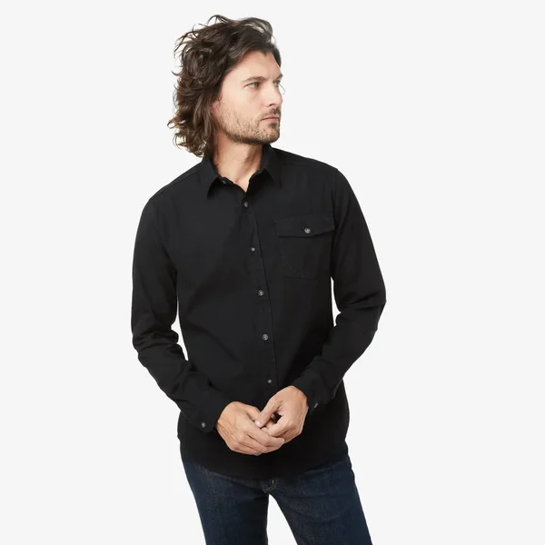 American Giant - Twill Button-Up Shirt - Black (Size: L)