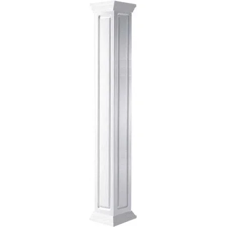 10 inchw x 06&h Craftsman Classic Square Non-Tapered - Raised Panel Column, Crown Capital & Crown Base, Size: 10 inchw x 72 i