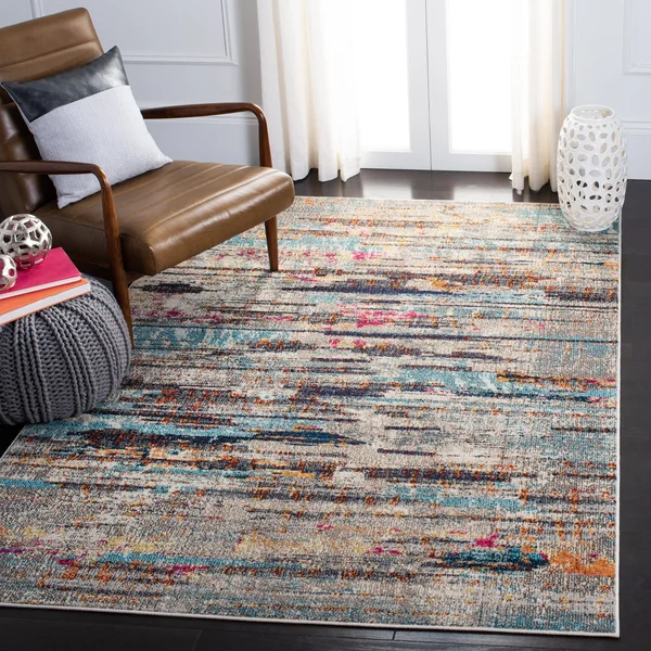 Safavieh Madison 400 Rug Collection MAD419F - Grey - Turquoise - 8& x 10&