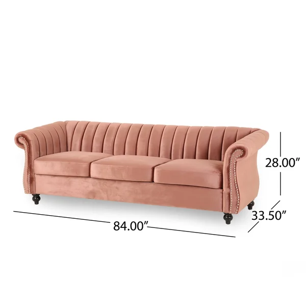 Christopher Knight Home Olga Velvet 3 Seater Sofa, Black, Dark Brown
