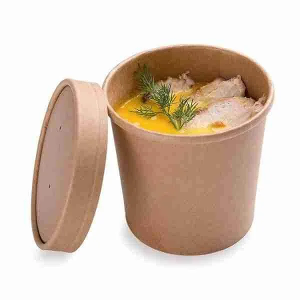 200-ct Disposable 12-oz Bio Soup Container - Medium Kraft Soup Cups: Perfect for Cafes - Eco-Friendly Recyclable Paper Cup - Who