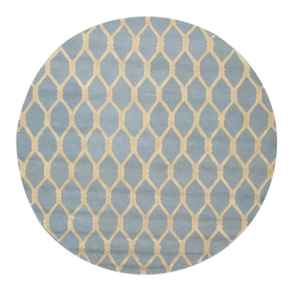 EORC VC1001BL Hand Tufted Wool Chain-Link Rug, 7&9 x 9&9, Blue