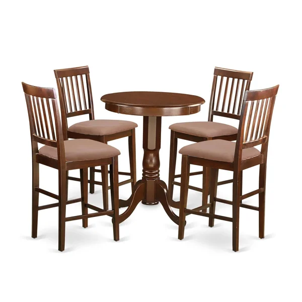 East West Furniture Eden 5-Piece Slat Back Dining Table Set, Brown