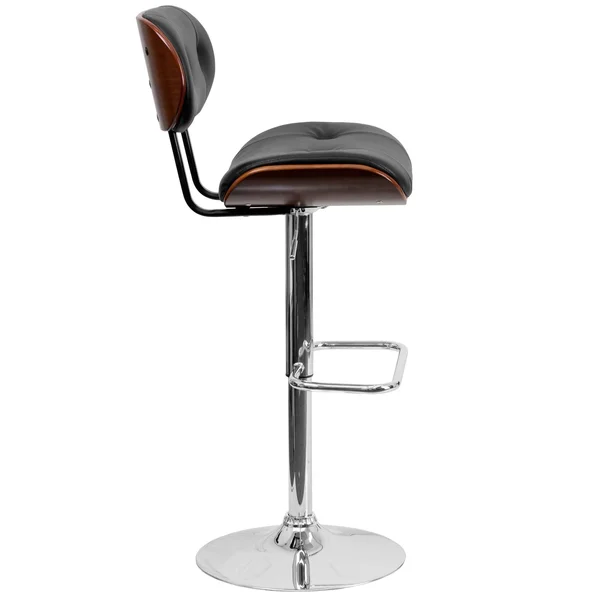 Flash Furniture Adjustable Bentwood Bar Stool - Black/Walnut