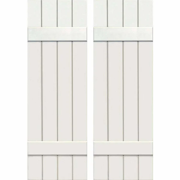 Ekena Millwork CWB15X055WHC 15x22W x 55x22H Exterior Four Board (2 Batten) Composite Board-n-Batten Shutters (Per Pair) - White