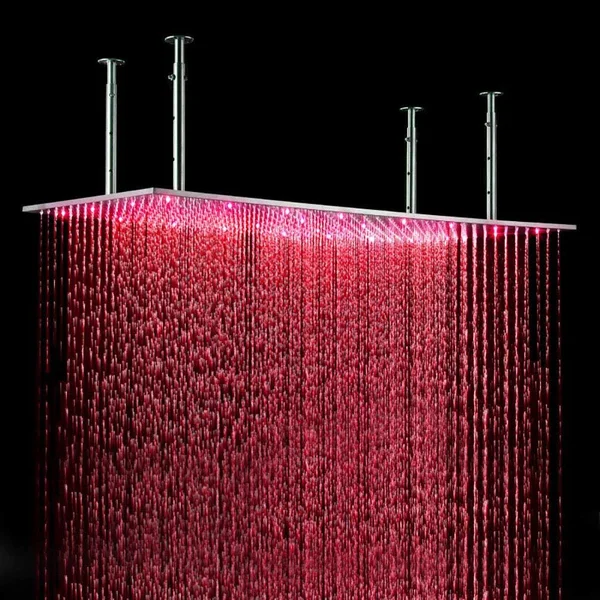 12x22x24x22 Rainfall LED Shower Set Double-Function Valve, Brass Handheld Shower Brushed Stainless Steel, 12 x 24 x 0.4 inches