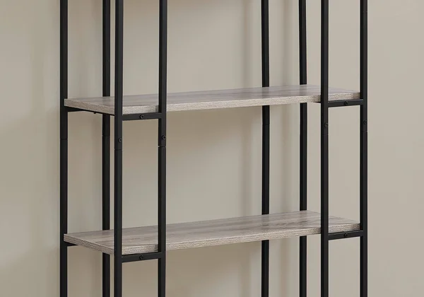 12.5x22 x 32x22 x 62x22 Dark Taupe Black MDF Metal Bookcase